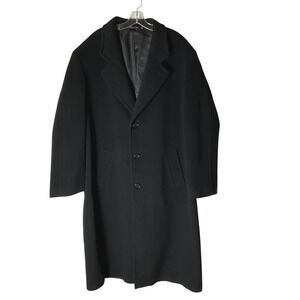 Metropolitan View Bloomingdales Mens Wool Cashmere Blend Overcoat Black Size 44R